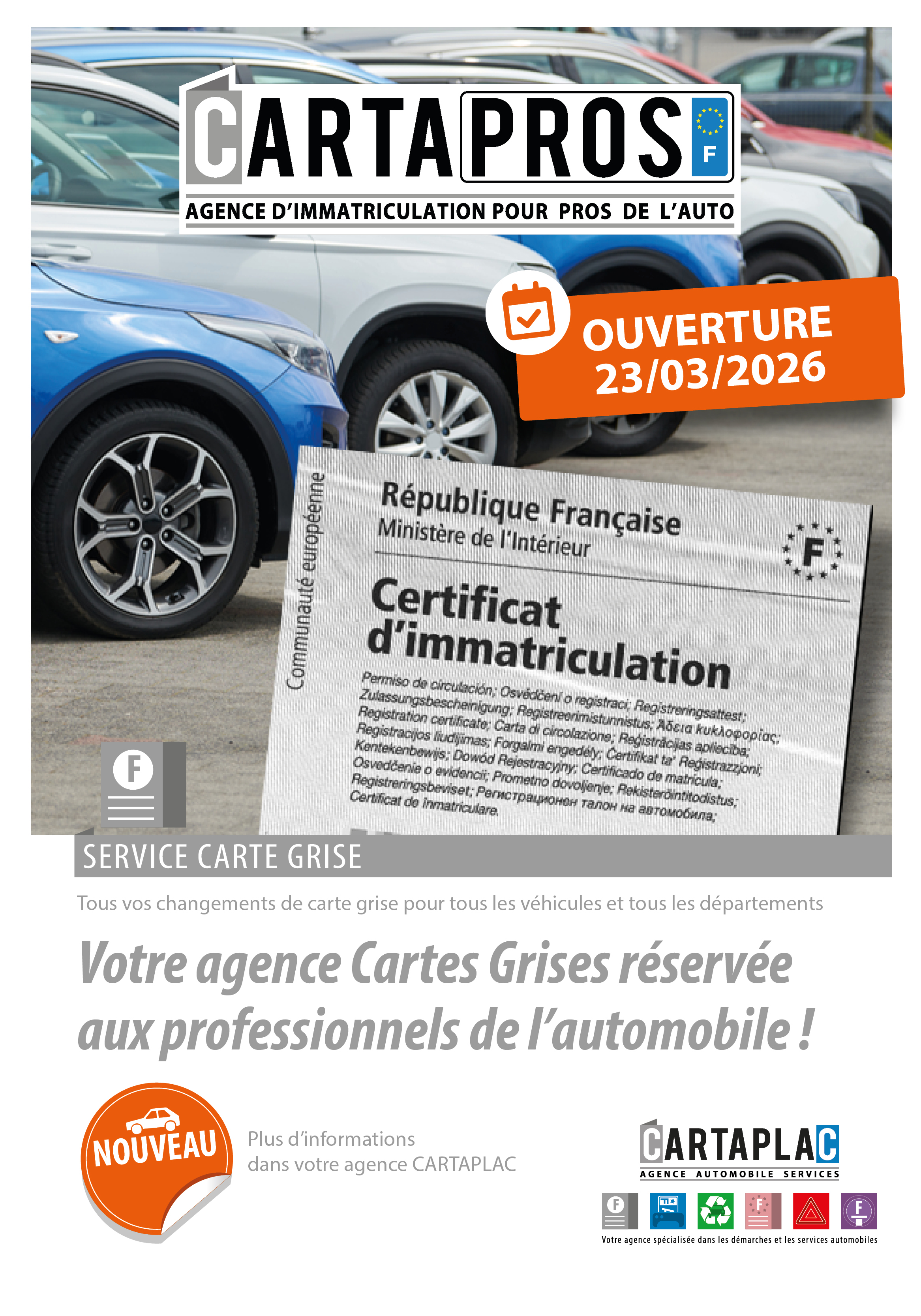 Angers CARTAPROS : l'agence des démarches cartes grises réservée aux professionnels de l'automobile